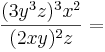\frac{(3y^3z)^3x^2}{(2xy)^2z} =